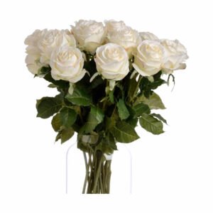 Traditional White Rose Artificial Flower Stem