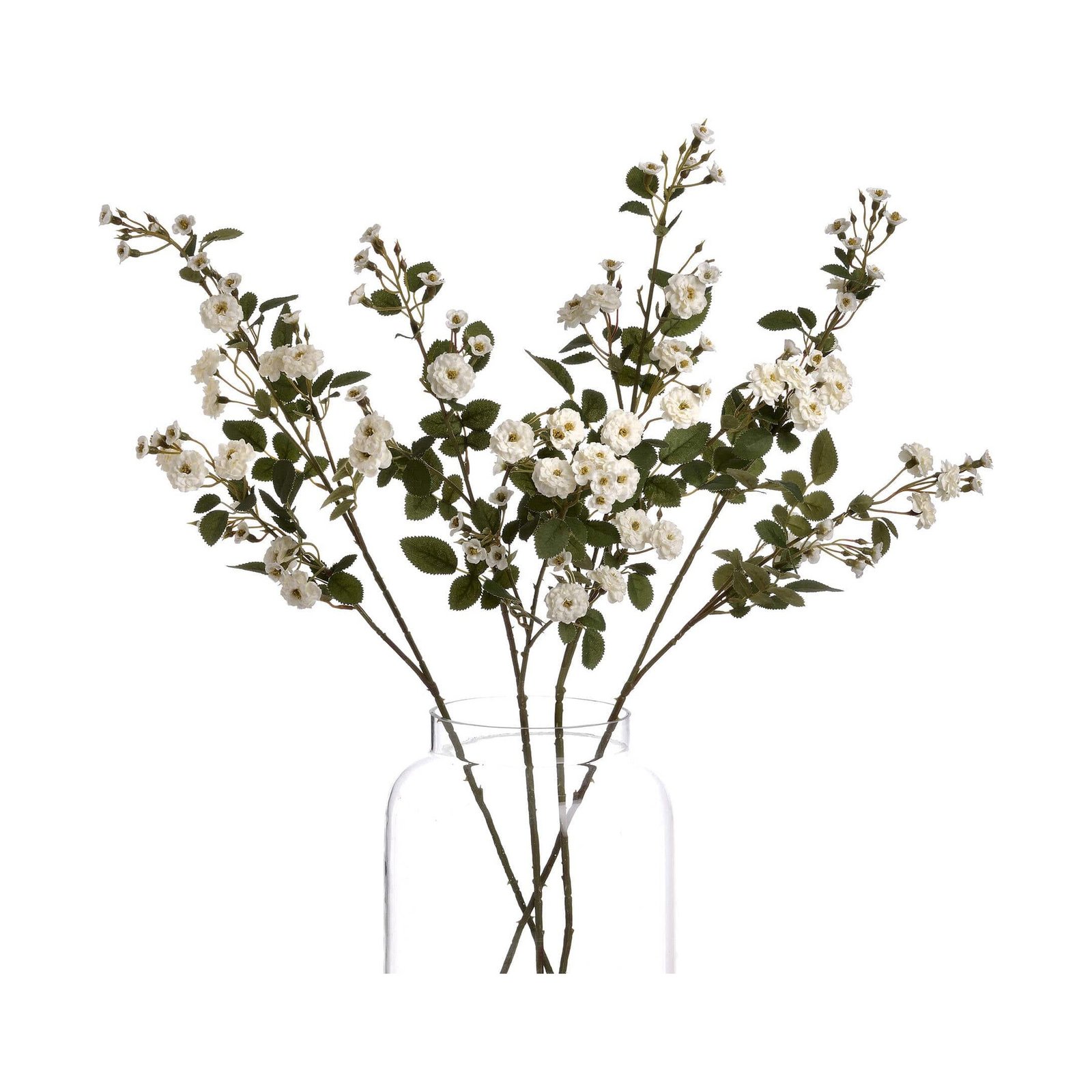 White Wild Meadow Rose Artificial Flower Stem