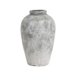 Aged Stone Tall Ceramic Vase - Antique White Ceramic Decorative Vase