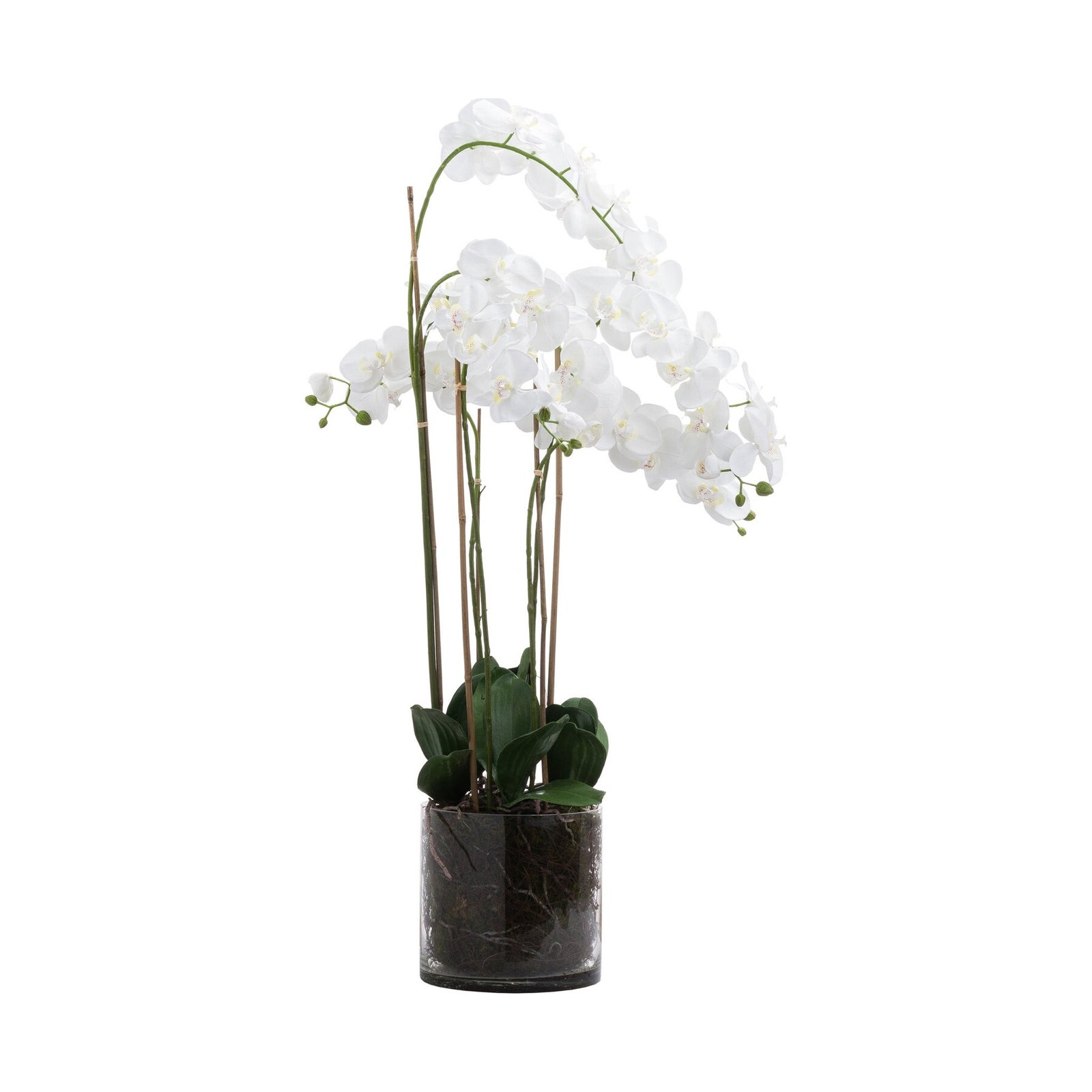 Large White Tall Orchid In Glass Pot Artificial Flower Stem