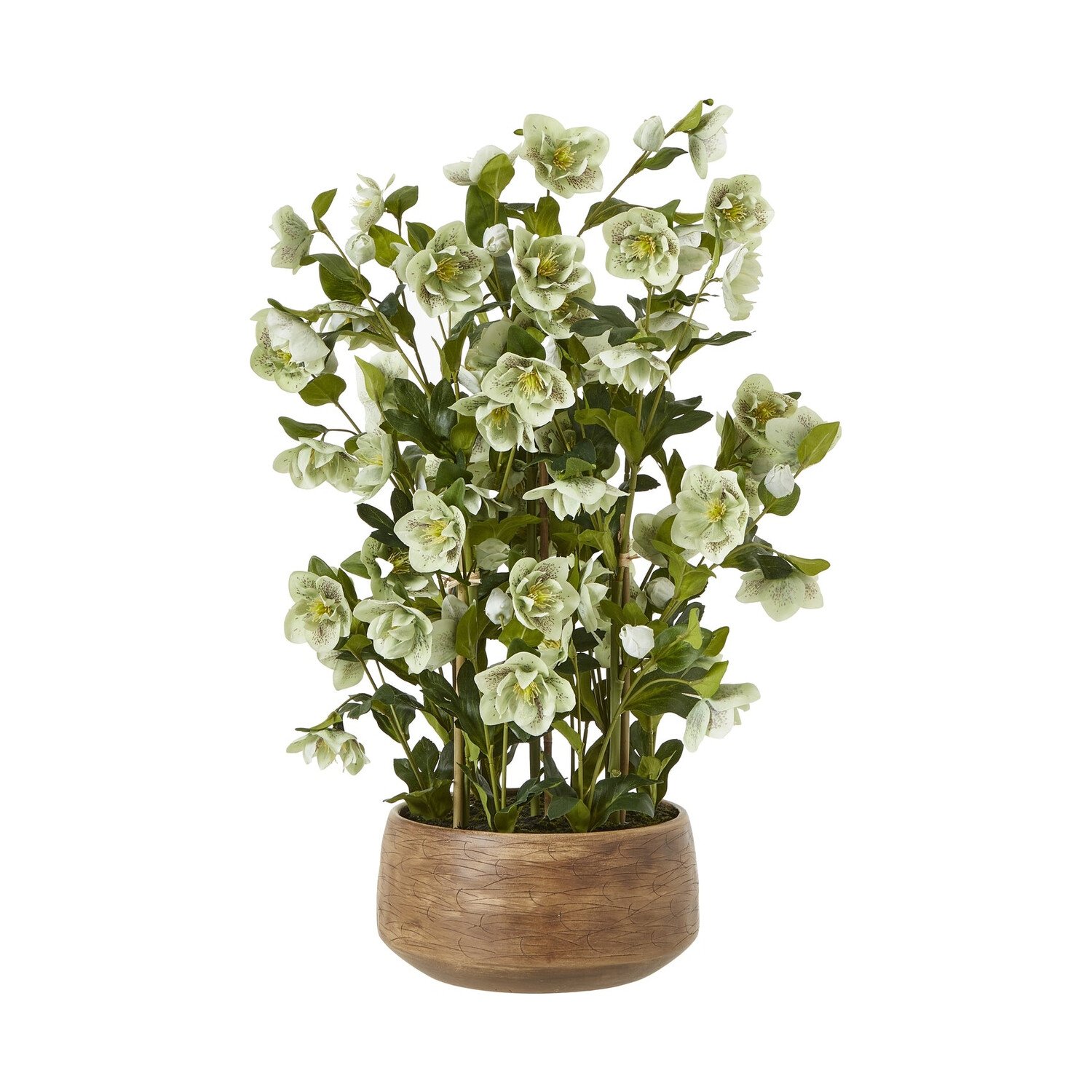 Large Green Hellebore in Taupe Pot Artificial Flower Stem