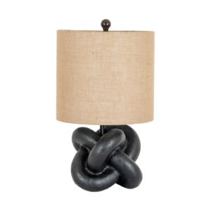 Black Knot Table Lamp With Hessian Shade