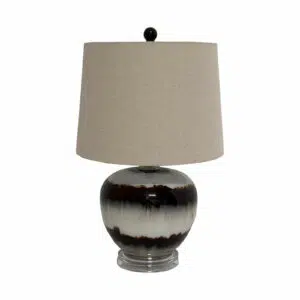 Home 9 Sepia Shadows Squat Table Lamp With Linen Shade