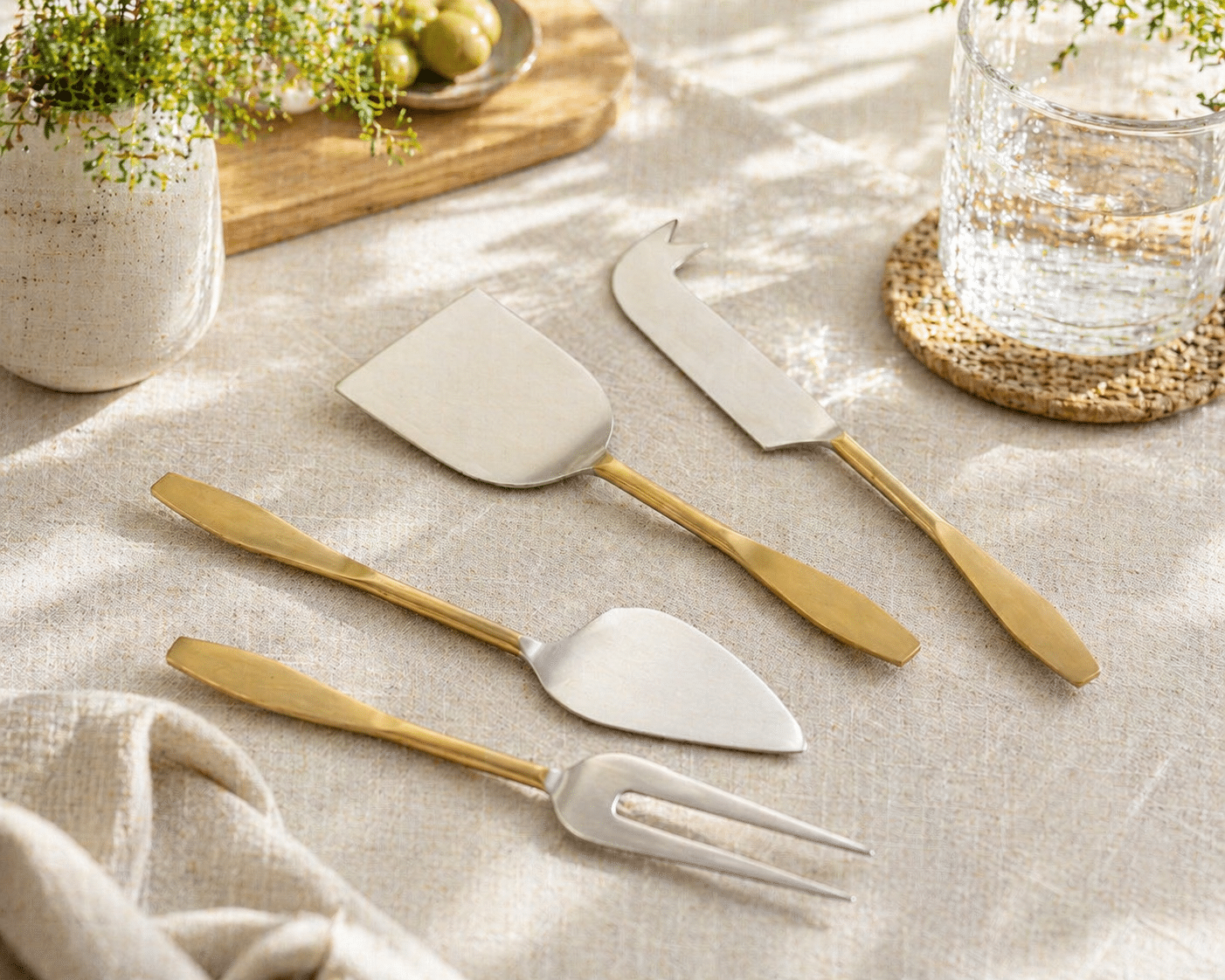 Aline stainless-steel cheese knife set