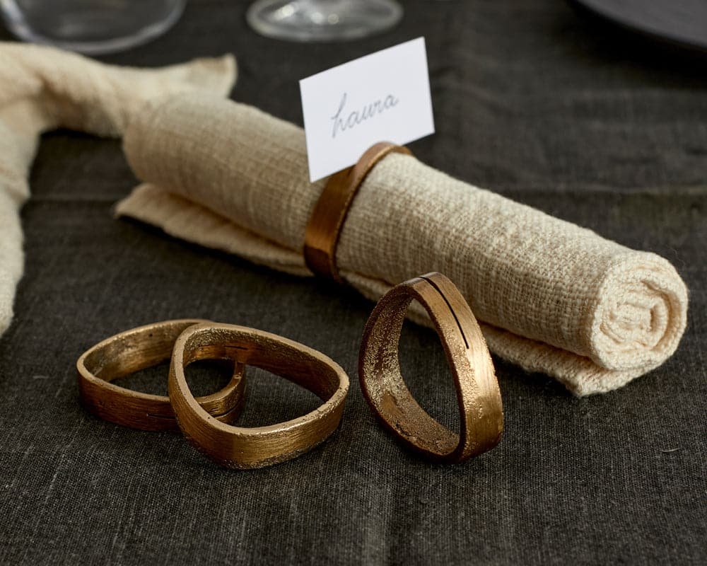 Tyra brass napkin rings set of four