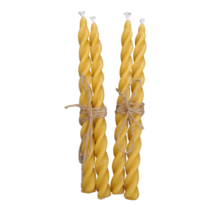 Twisted beeswax table candles pair