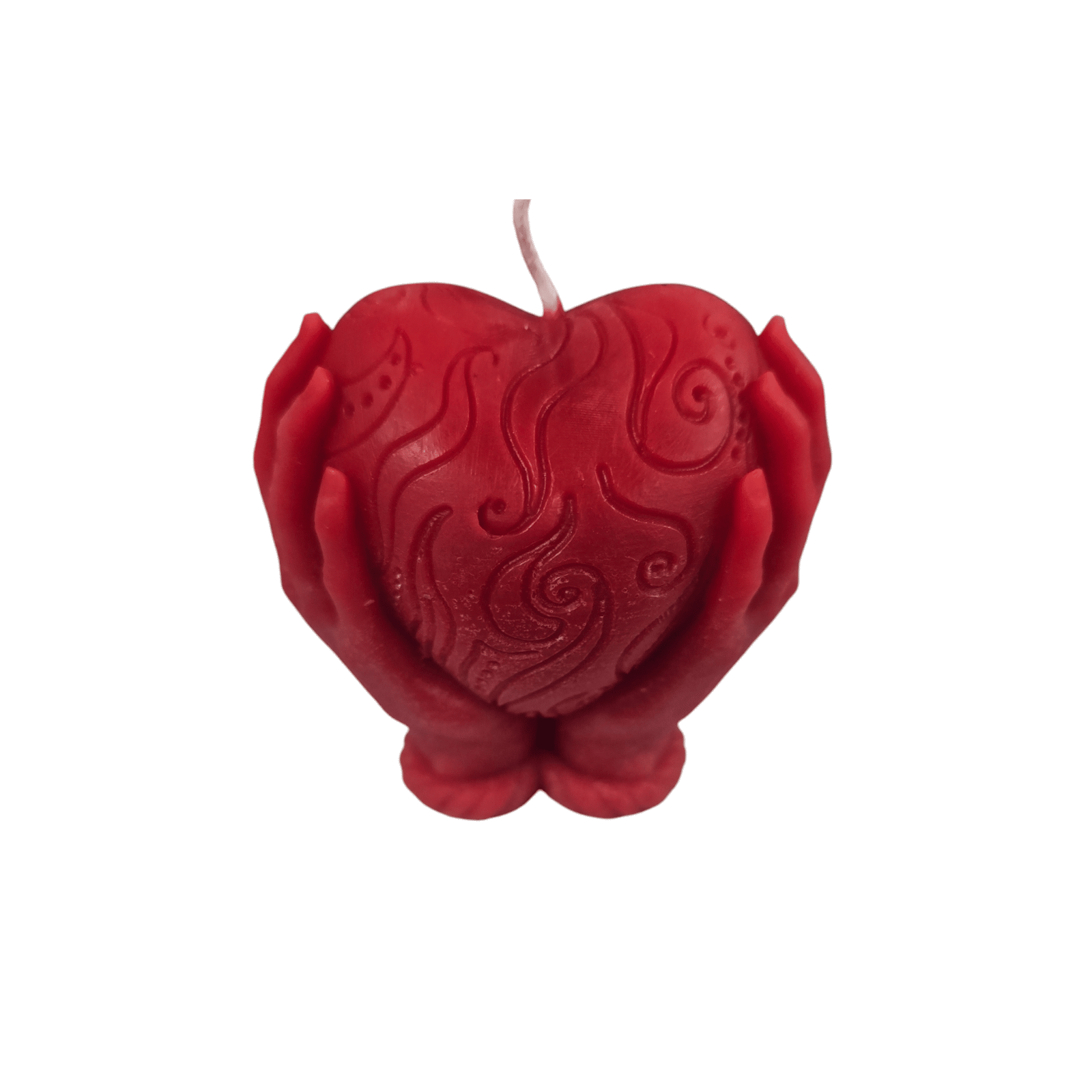 Heart-in-Hands beeswax candle