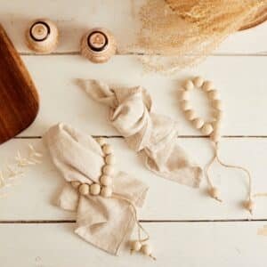 Natural wood napkin rings set of four