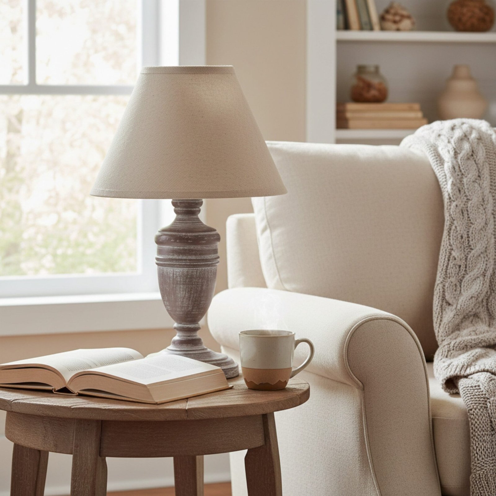 Metis Mini Urn Table Lamp with Linen Shade - Image 2