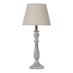 Dunum Carved Column Table Lamp with Linen Shade