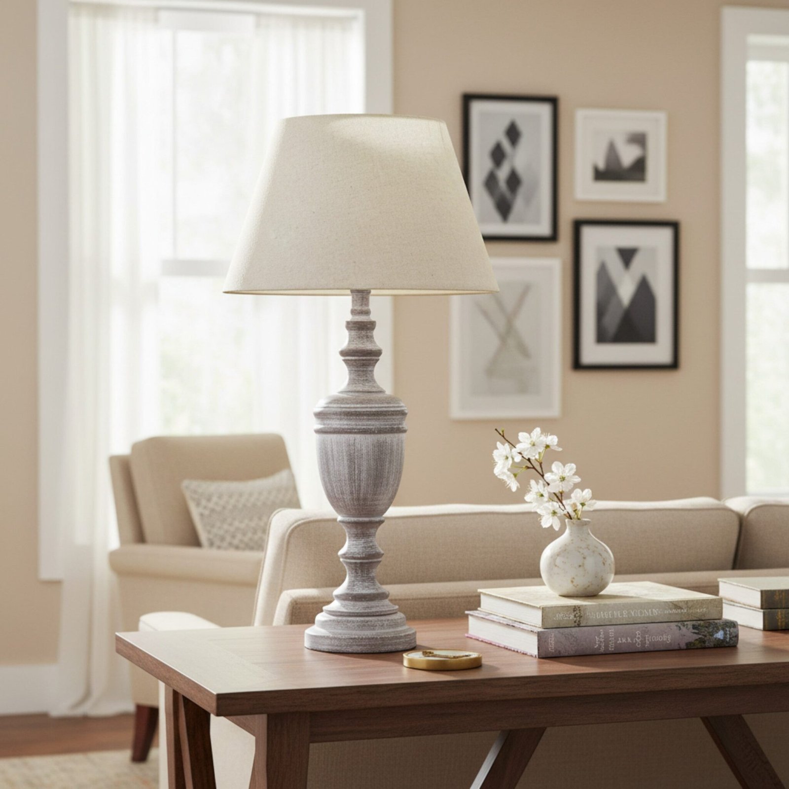 Nola Urn Table Lamp with Linen Shade - Image 2