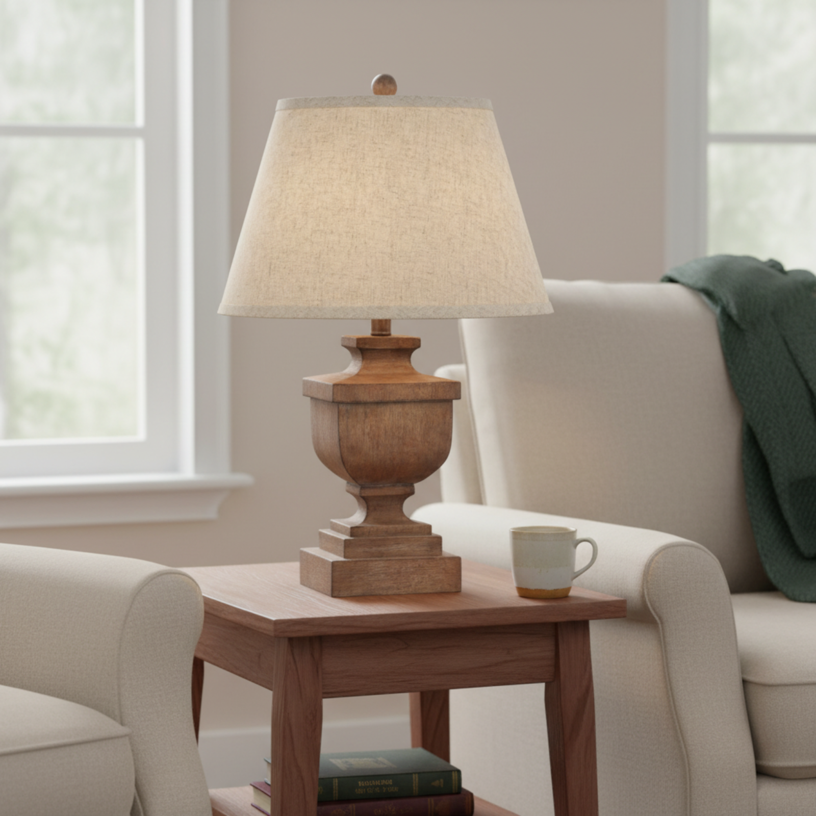 Ravelle Table Lamp with Edged Linen Shade - Image 2