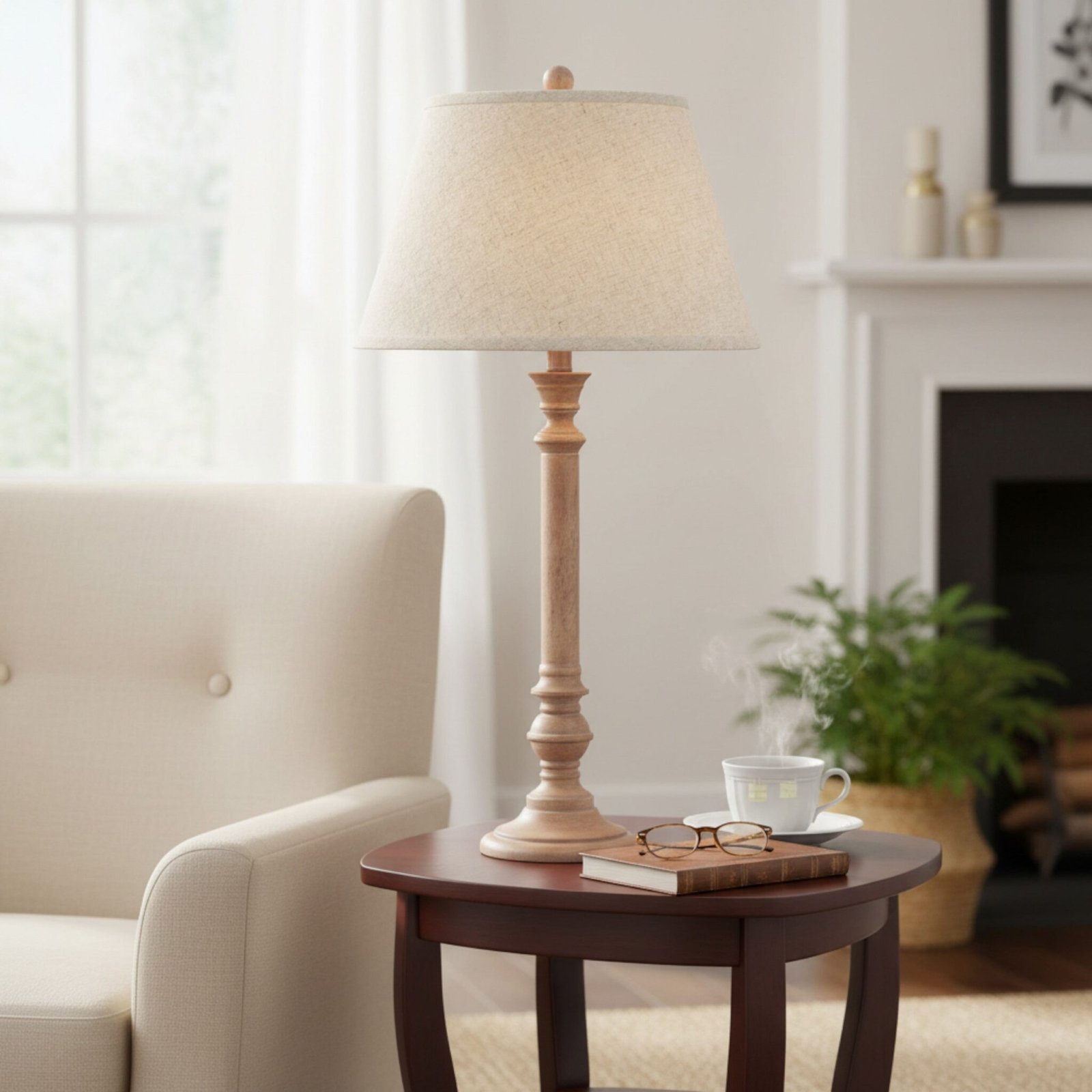 Solenne Table Lamp with Edged Linen Shade - Image 2