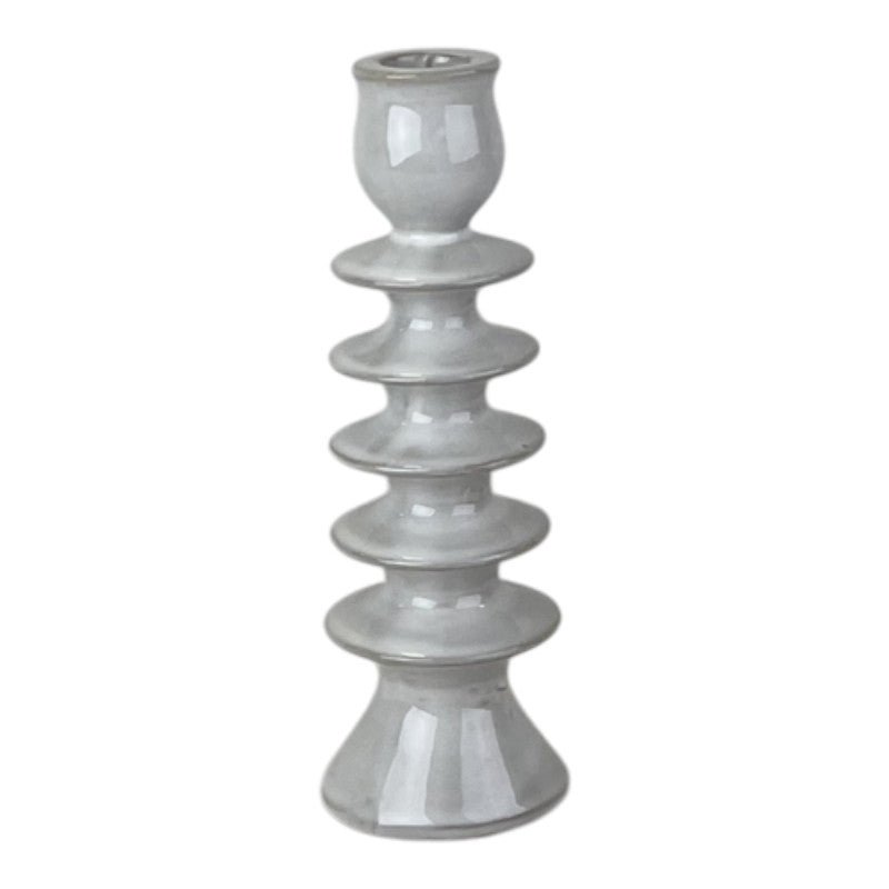 Textured glazed ceramic candle holder