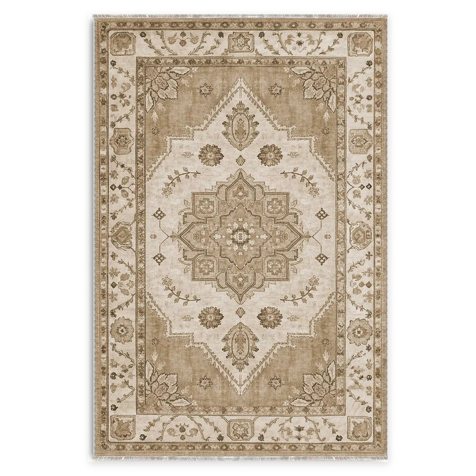 Crossed Border Washable Rug – Soft White