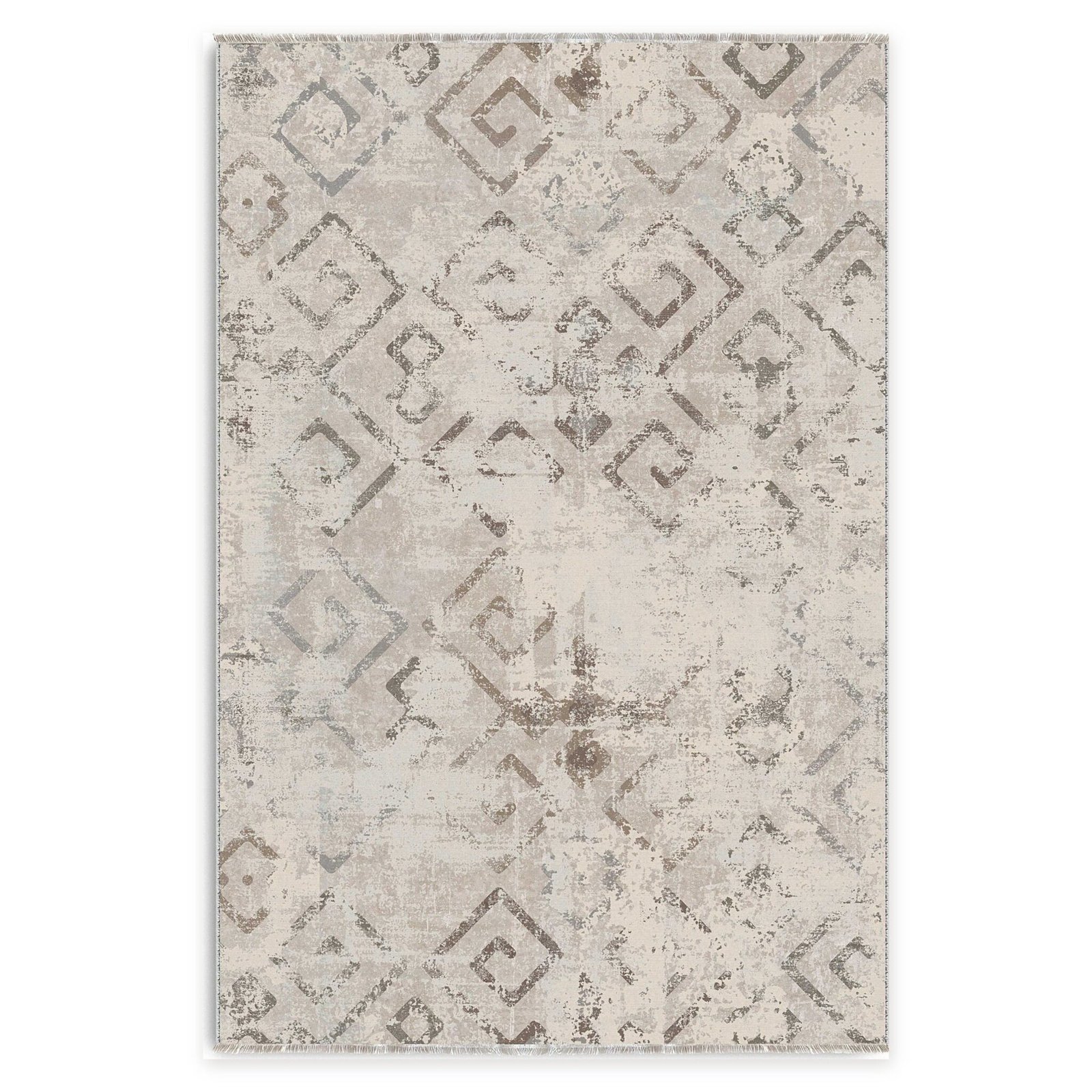 Noble Lattice Washable Rug – Taupe