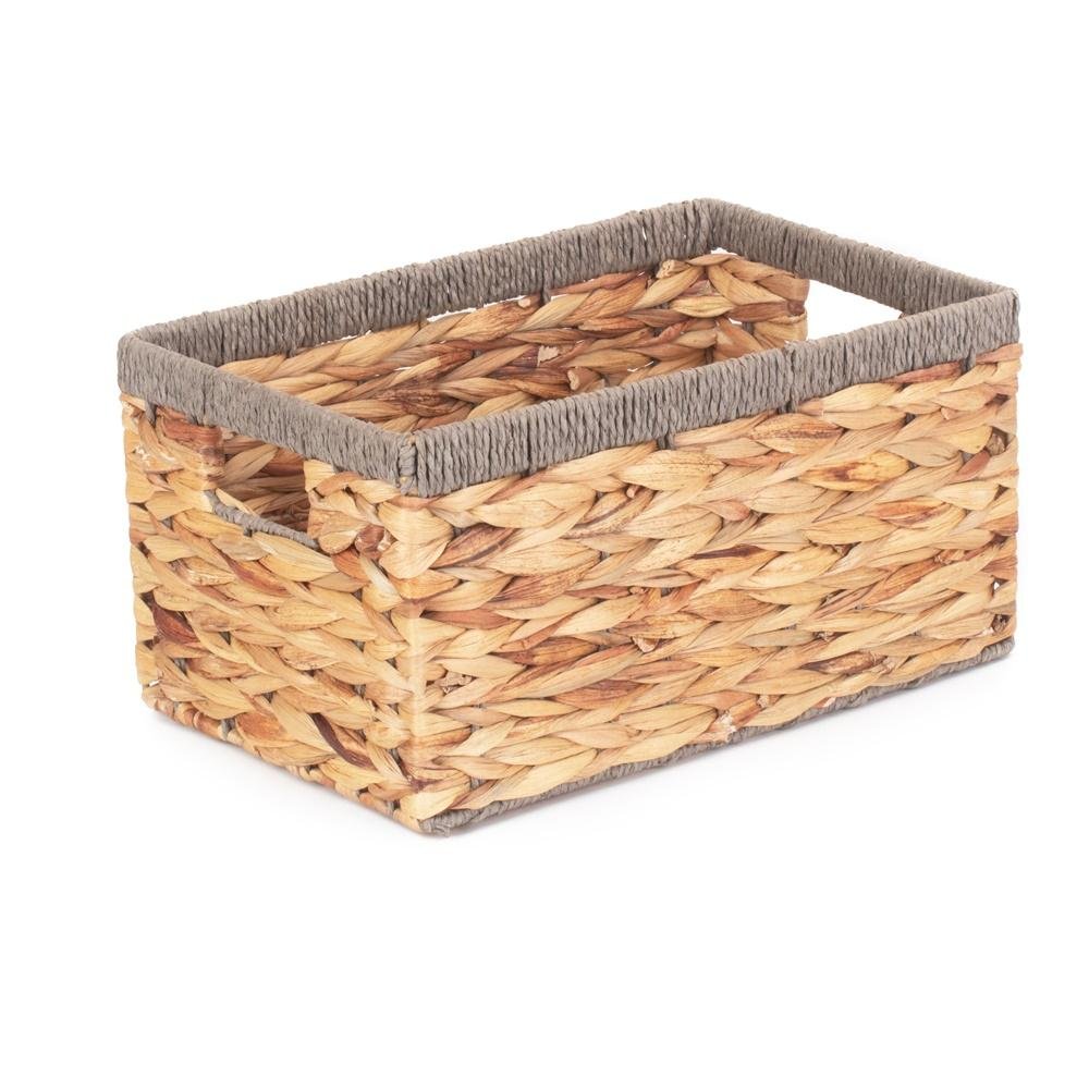 Water Hyacinth Storage Basket with Grey Rope Border - Image 6