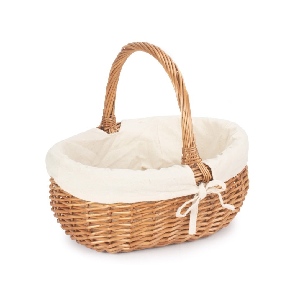 Small deluxe wicker shopping basket with white lining – view 3