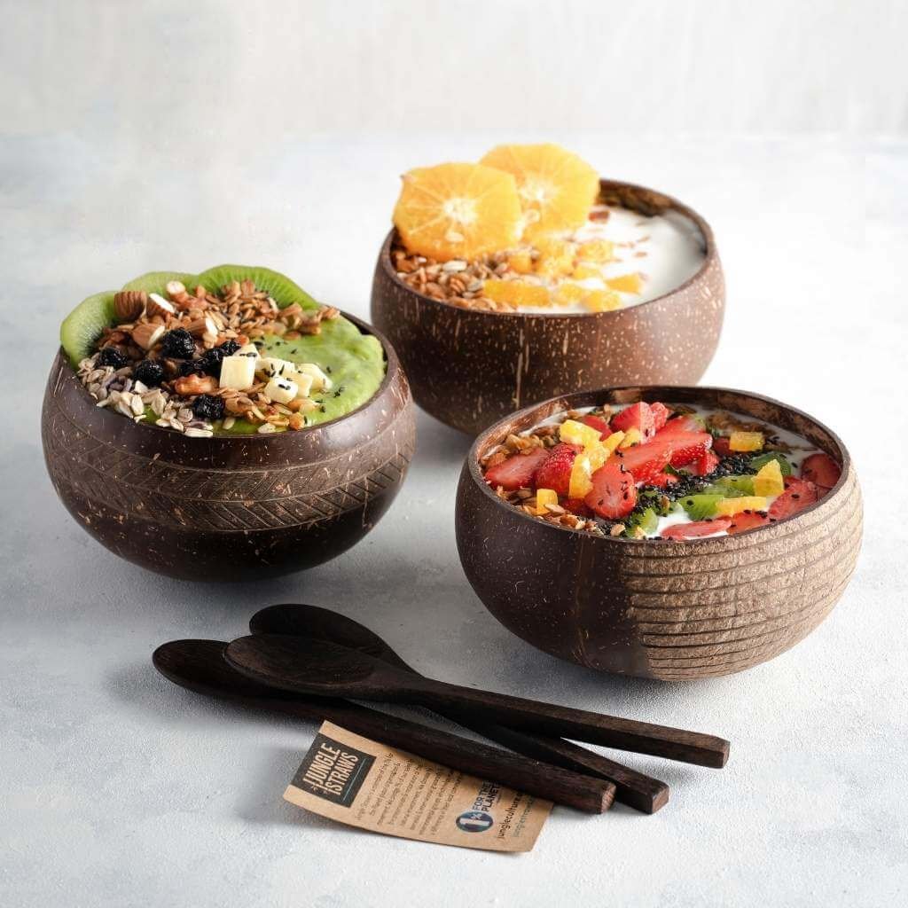 Coconut bowl and spoon set of two