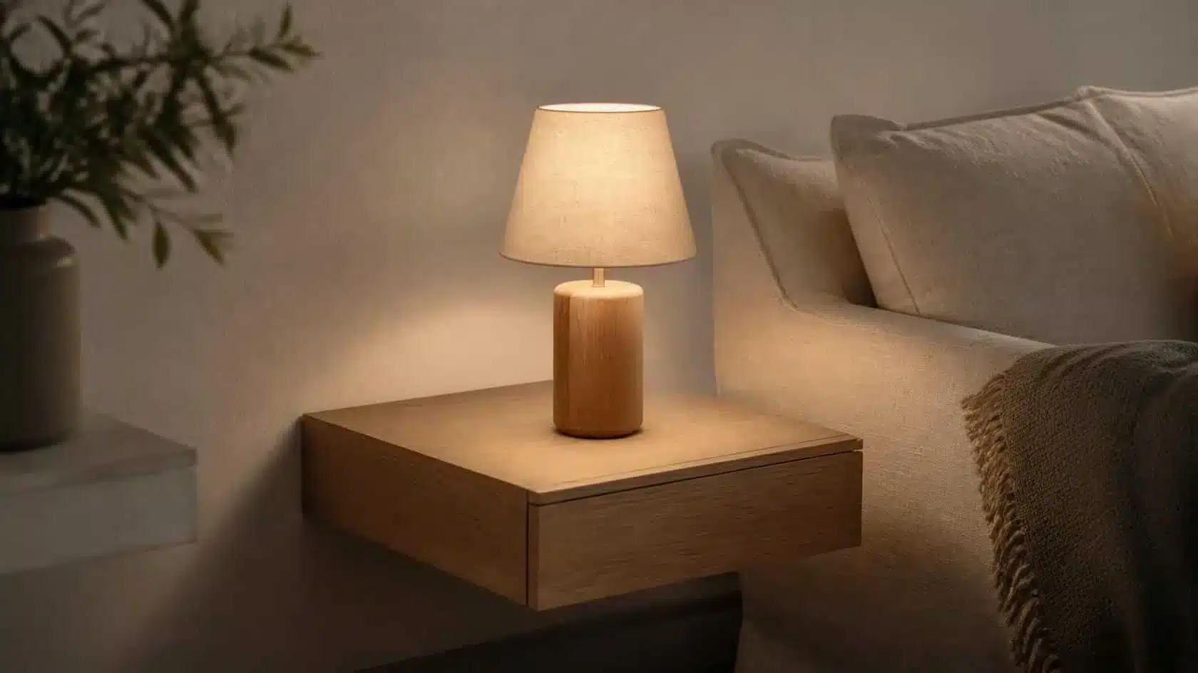 Battery-Operated Light Bulbs: Where Cordless Lighting Is Most Useful 2 Cordless table lamp on a side table away from a wall socket