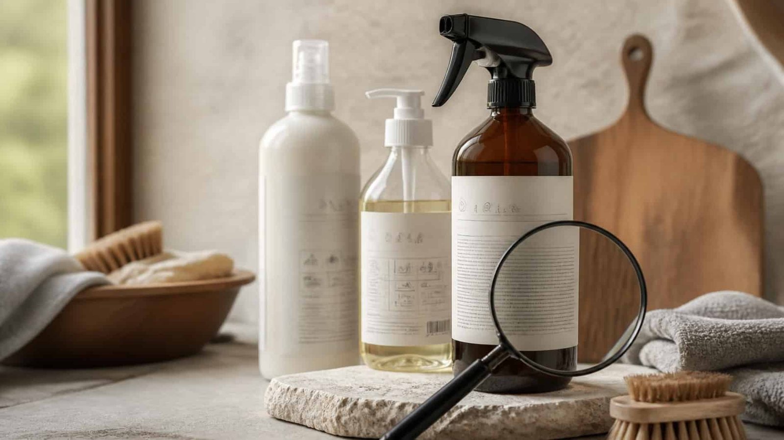 Eco Friendly Cleaning Products: What to Look For Before You Buy 4 Cleaning product packaging being compared for environmental claims, labels and certification details