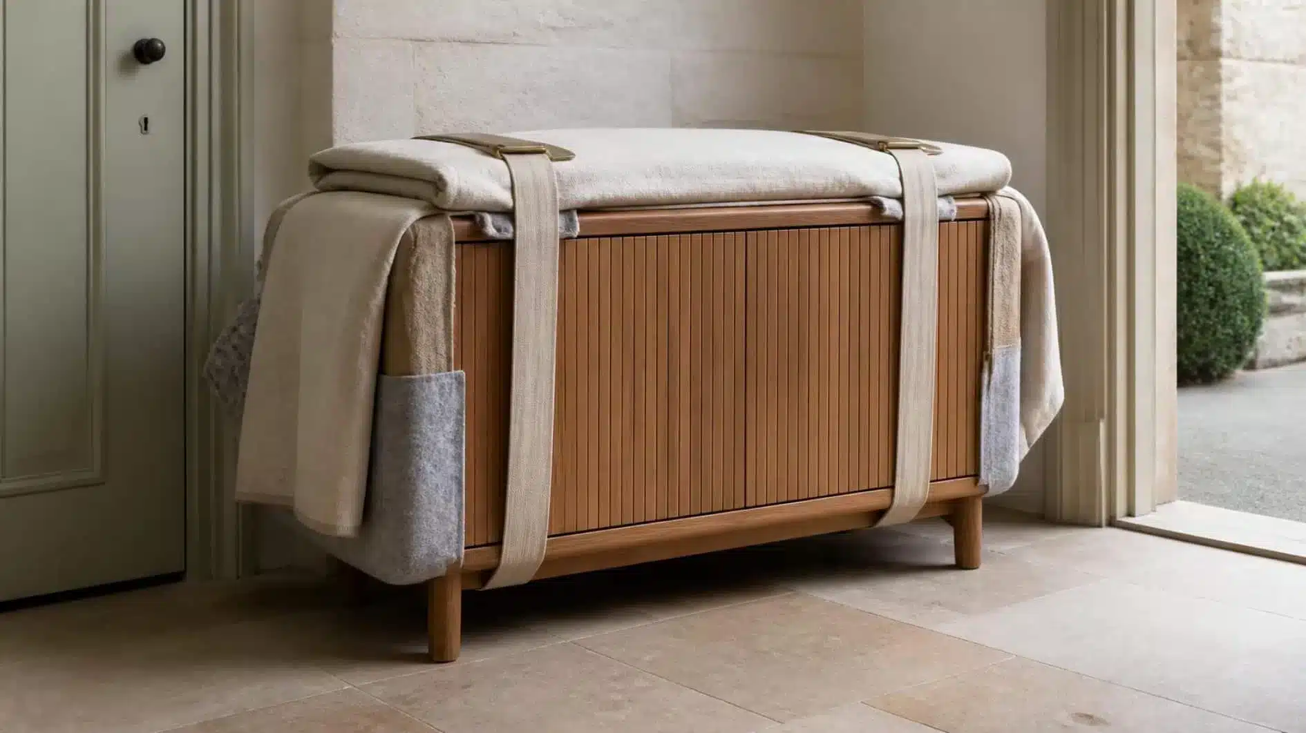 Second Hand Furniture: How to Buy Well and Avoid Common Mistakes 5 Second-hand timber furniture prepared for transport with protective blankets and securing straps