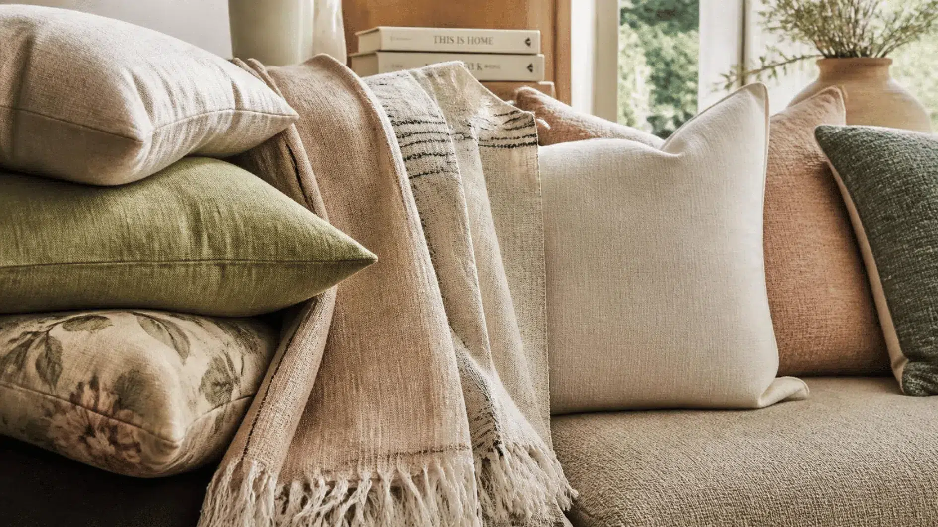 Sensory-Friendly Home: Ideas for Lighting, Sound and Layout 4 Close arrangement of soft cotton, linen and wool fabric samples on light timber