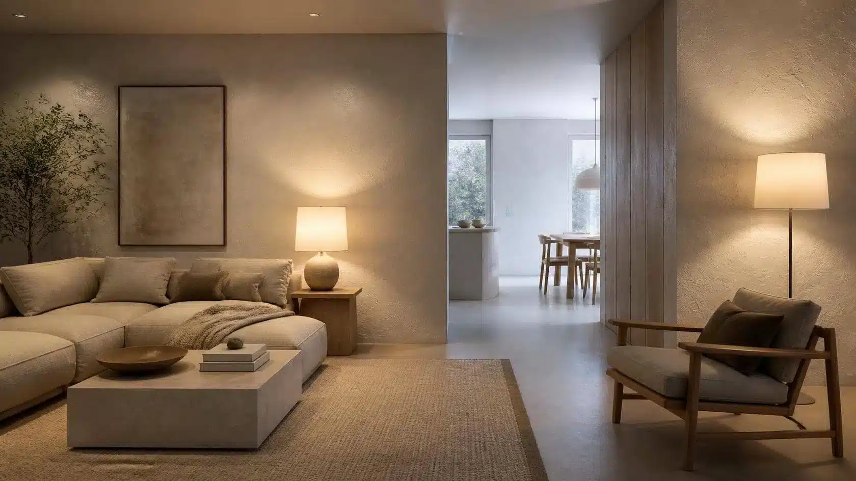 Smart lighting demonstrating changes in brightness and white colour temperature