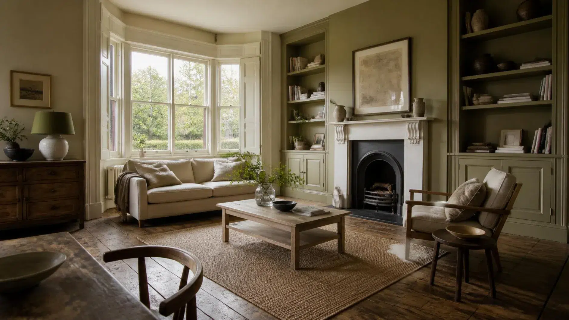 Interior retaining timber flooring, existing cabinetry and reused furniture